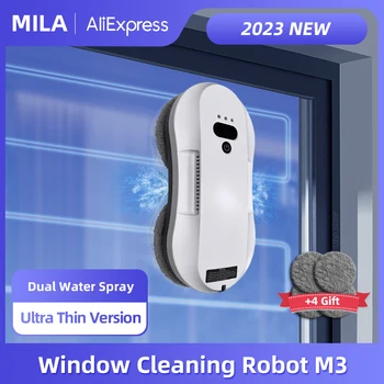 Электрический робот-мойщик окон MILA M3 Smart Glass Wiper с двойным распылением воды, мойка пылесоса с дистанционным управлением для дома